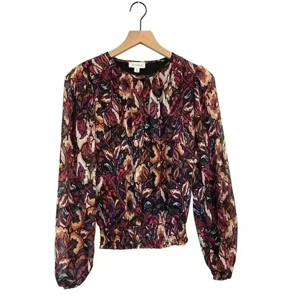 Evereve Stelle Abstract Blouse, Metallic, Holiday, Party Size XS - Picture 3 of 11